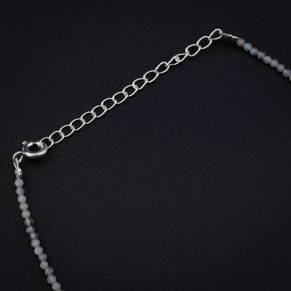 Crystal Stones Silver Anklet