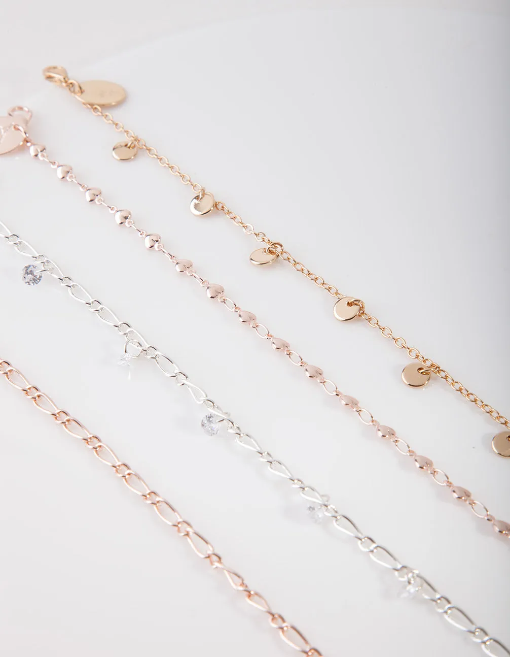 Cubic Zirconia Mixed Metal Bracelet Anklet Pack