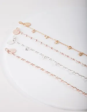 Cubic Zirconia Mixed Metal Bracelet Anklet Pack