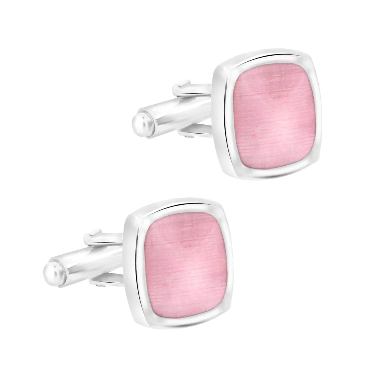 Cushion Pink Crystal Cufflinks In Box