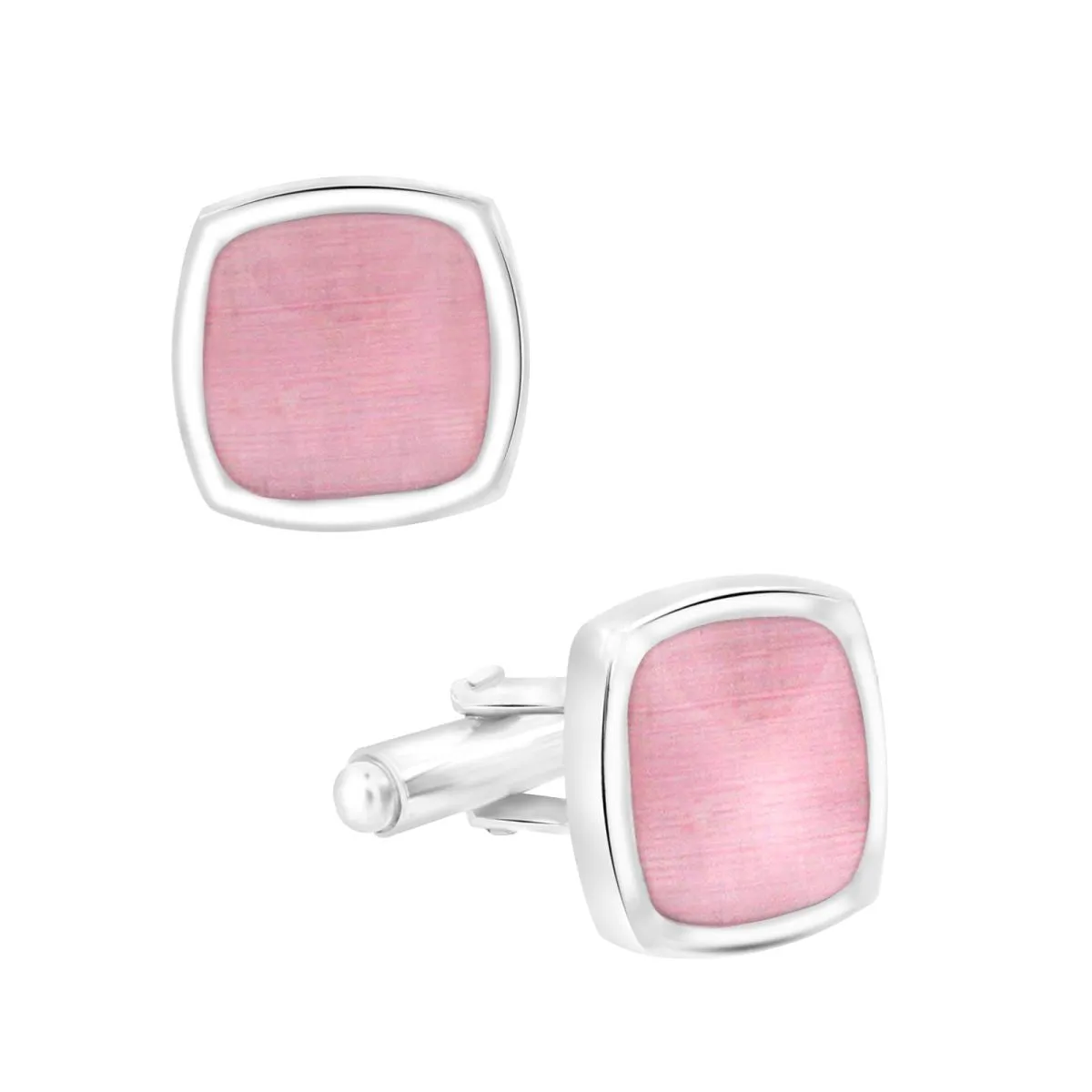 Cushion Pink Crystal Cufflinks In Box
