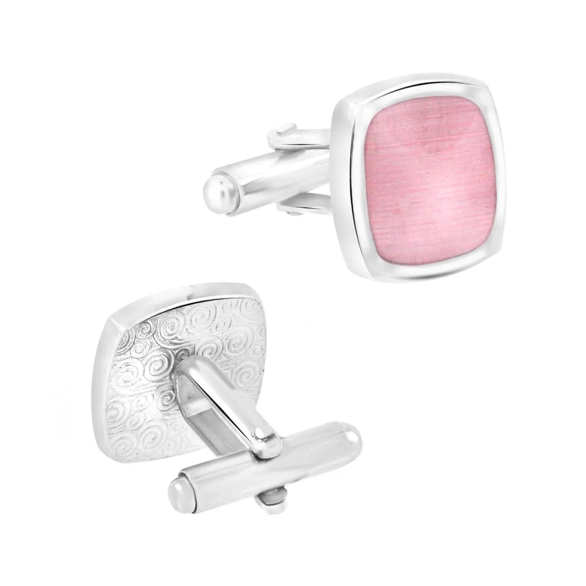 Cushion Pink Crystal Cufflinks In Box
