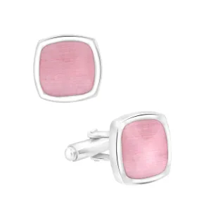 Cushion Pink Crystal Cufflinks In Box
