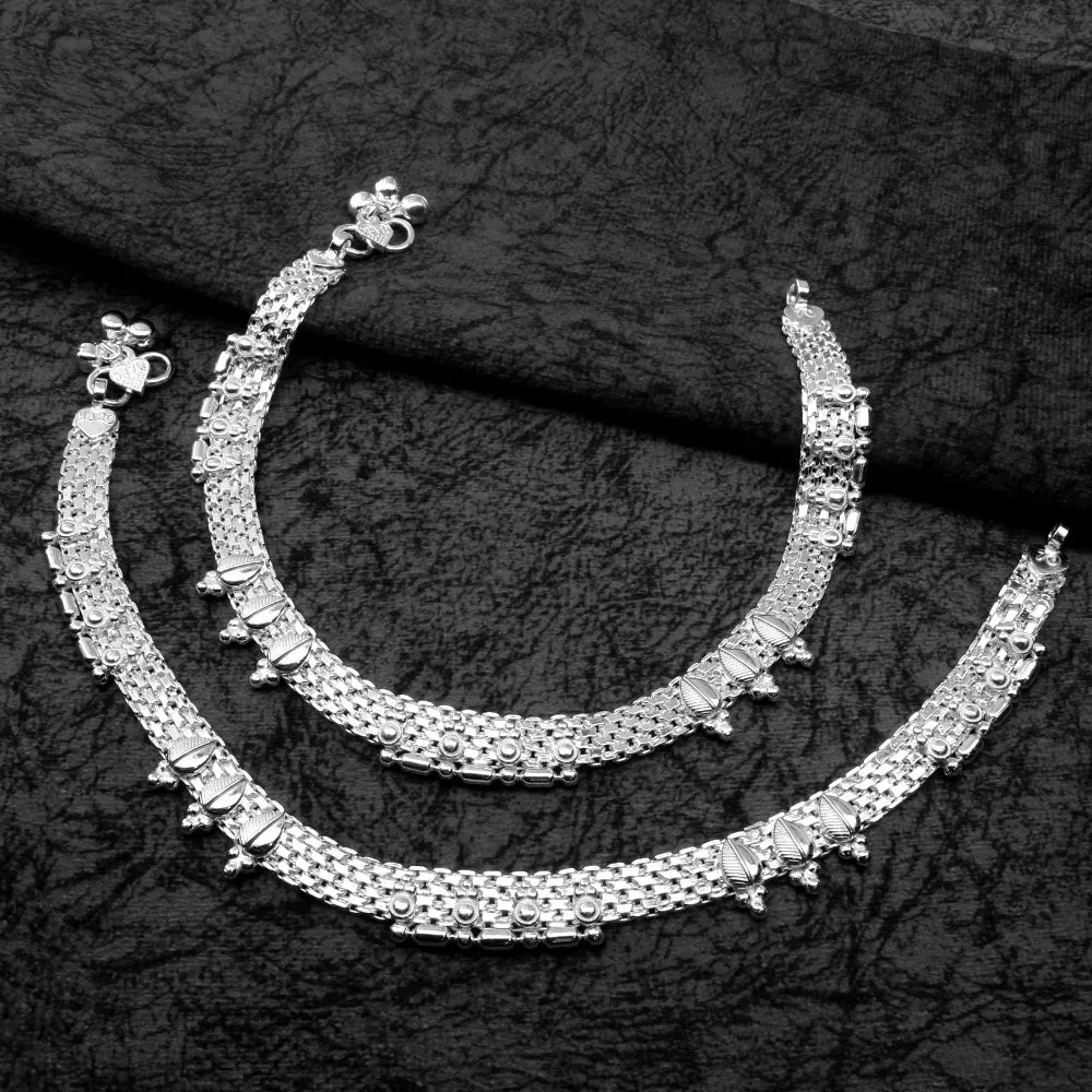 Cute 925 Sterling Silver Anklets Ankle Bracelet Pair 10.2"