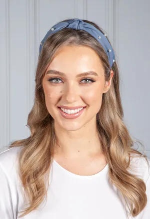 Denim Blue Pearl Headband