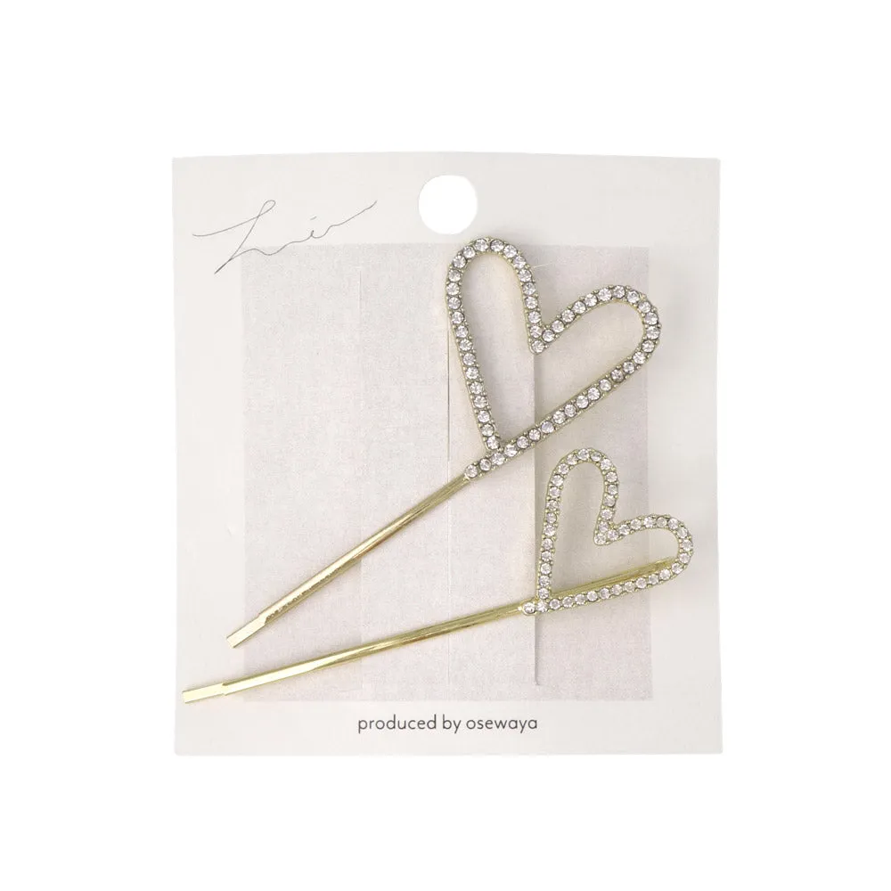 Diamante Heart Hairpin Set