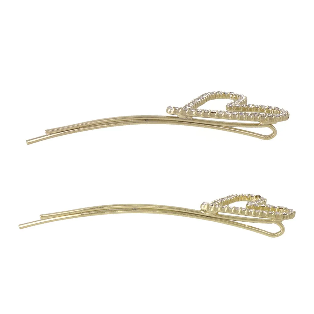 Diamante Heart Hairpin Set