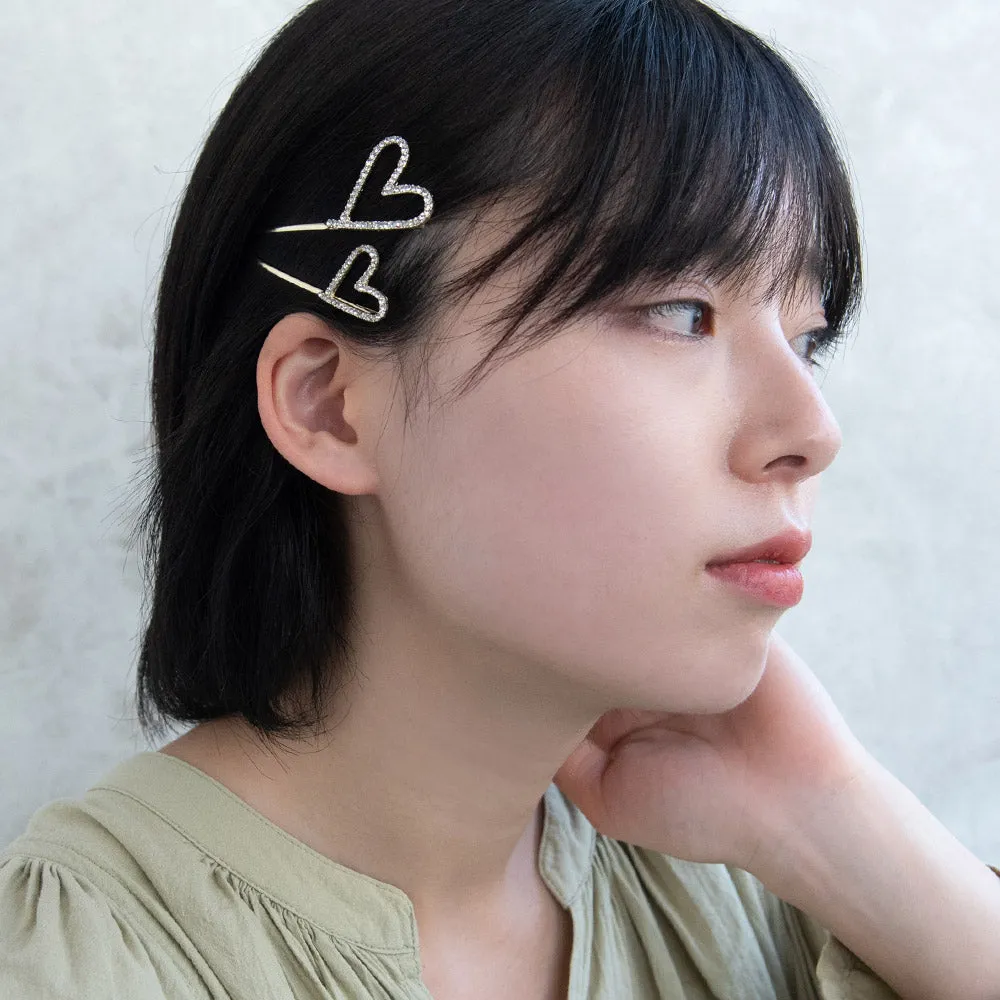 Diamante Heart Hairpin Set
