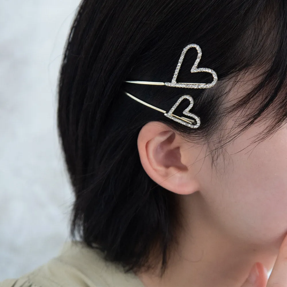 Diamante Heart Hairpin Set