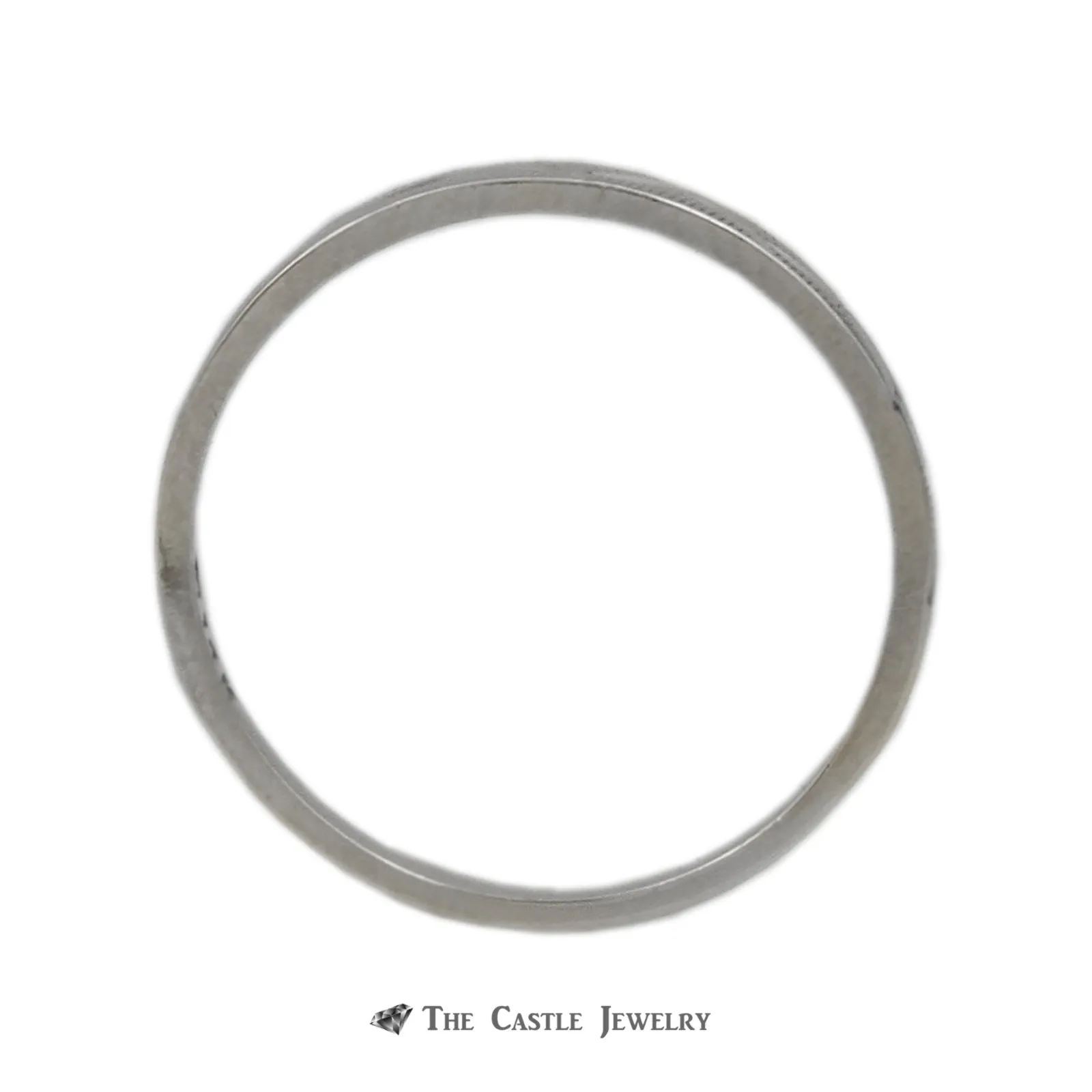 Diamond Cut Design 4mm Wedding Band with Ridged Center Crafted in 14k White Gold