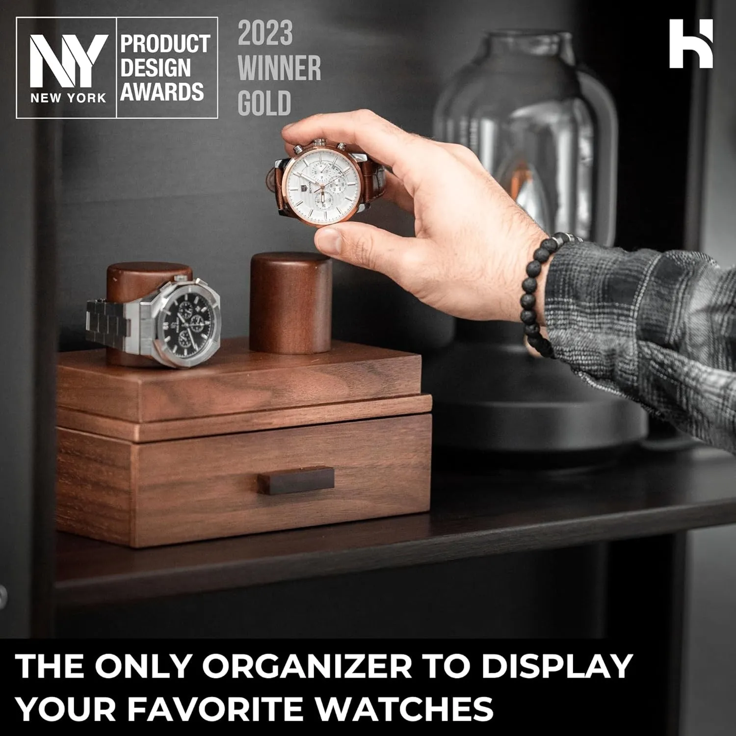 Display Your Favorite Watches With the Weekender Color Walnut Size 2 Watches