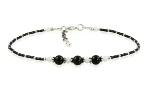 Elegant Crystal Onyx Gemstone Beaded Anklet