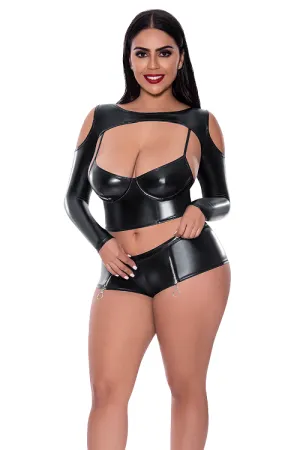 Explore Me- Plus Size Wet Look Lingerie