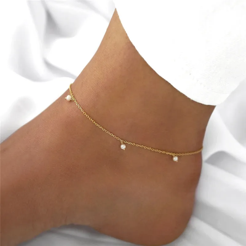 Fashion Baroque Shaped Pearl Anklet