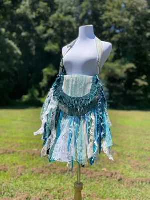 Fashion Forward Teal Lace Fringe Purse - Unique Hippie Handbag for Boho Chic Looks