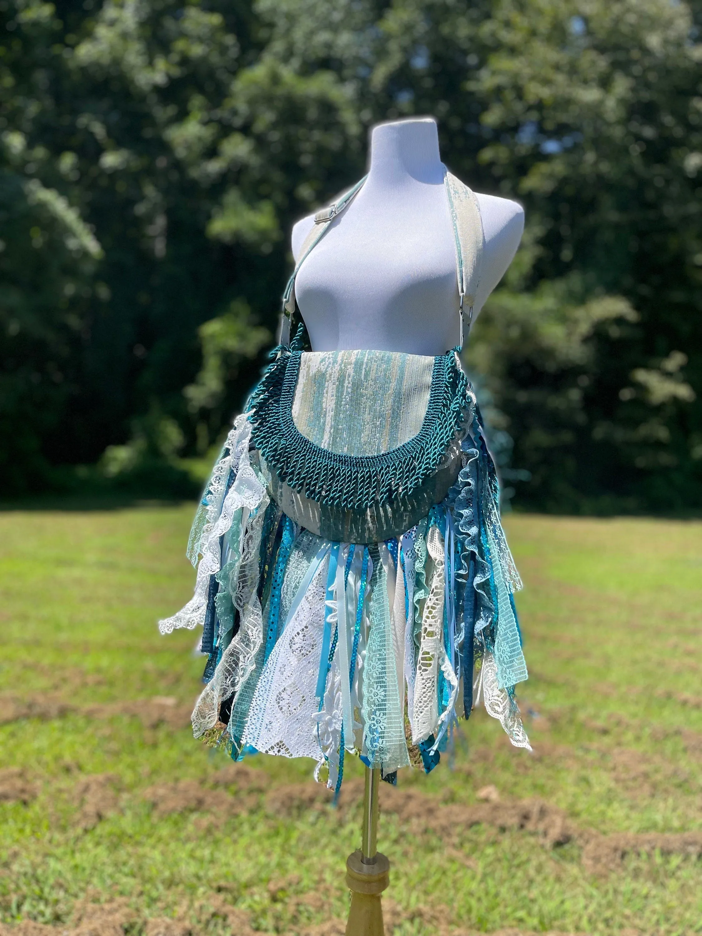 Fashion Forward Teal Lace Fringe Purse - Unique Hippie Handbag for Boho Chic Looks