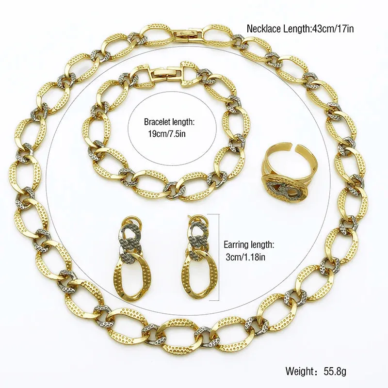 Fashion Jewelry Set Party Wedding  Jewellery Two Tone Necklace For Women