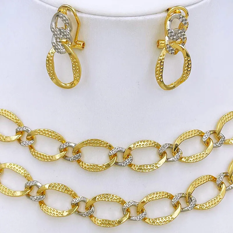 Fashion Jewelry Set Party Wedding  Jewellery Two Tone Necklace For Women