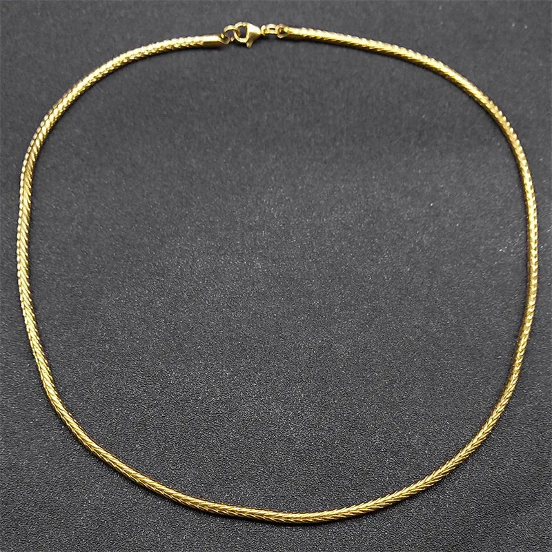 Fashion Punk Chain Necklace for Women Men Stainless Steel Gold Color Hip-hop Trendy Male Chains