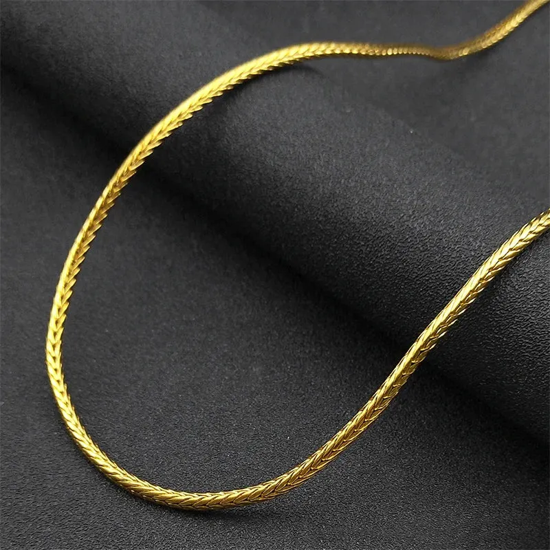 Fashion Punk Chain Necklace for Women Men Stainless Steel Gold Color Hip-hop Trendy Male Chains