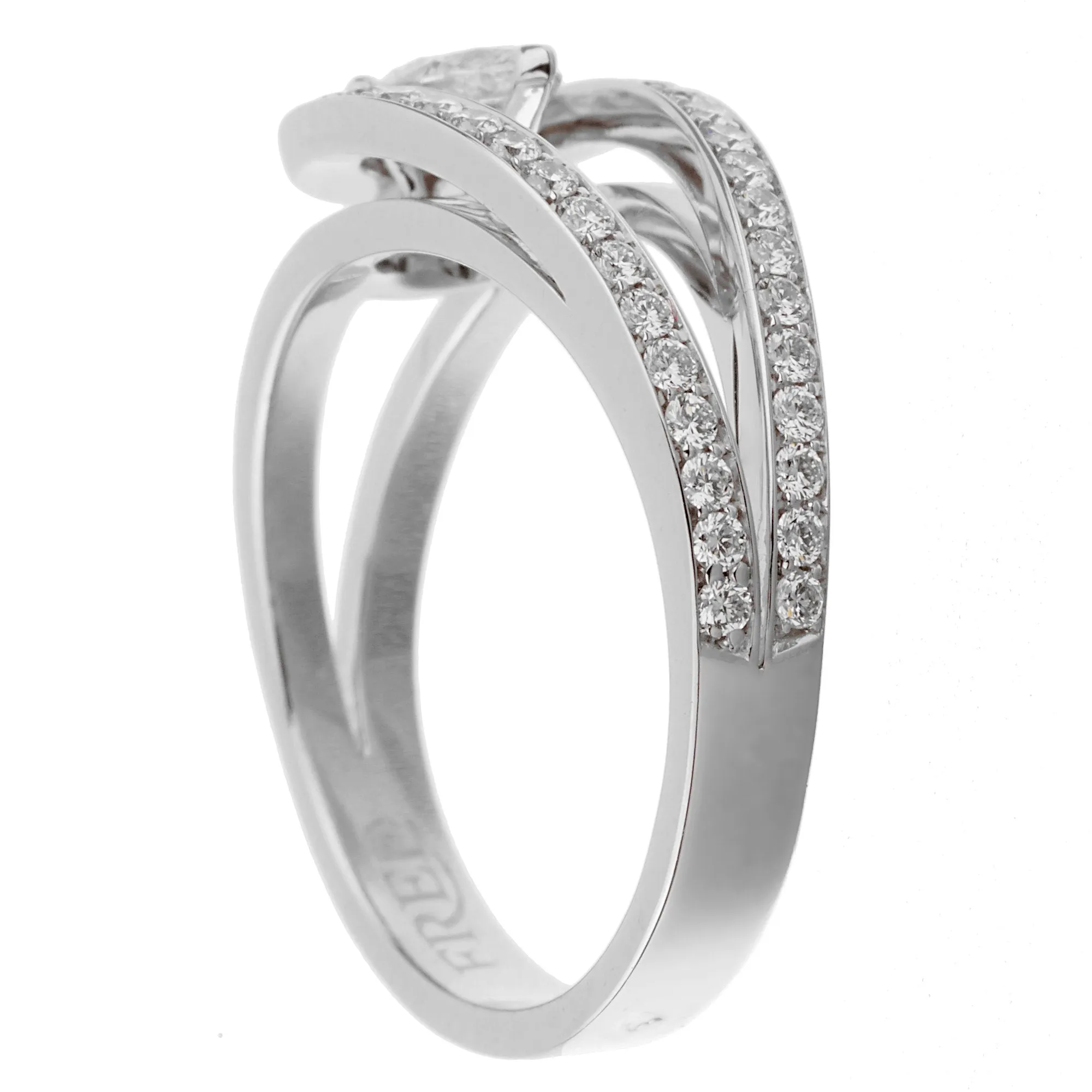 Fred of Paris .85ct Lovelight Pear Diamond Platinum Ring Sz 5