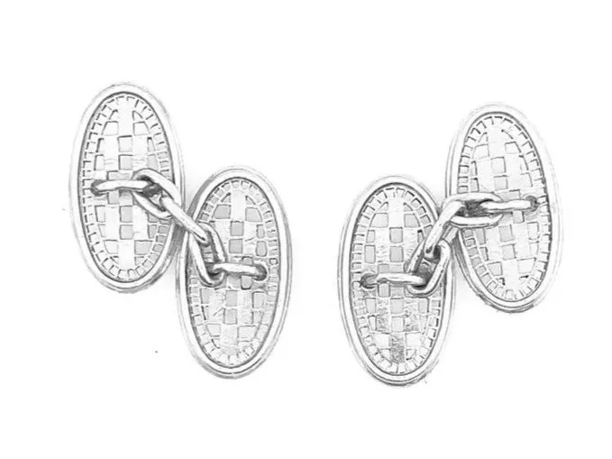 French platinum and diamond Art Deco lace cufflinks