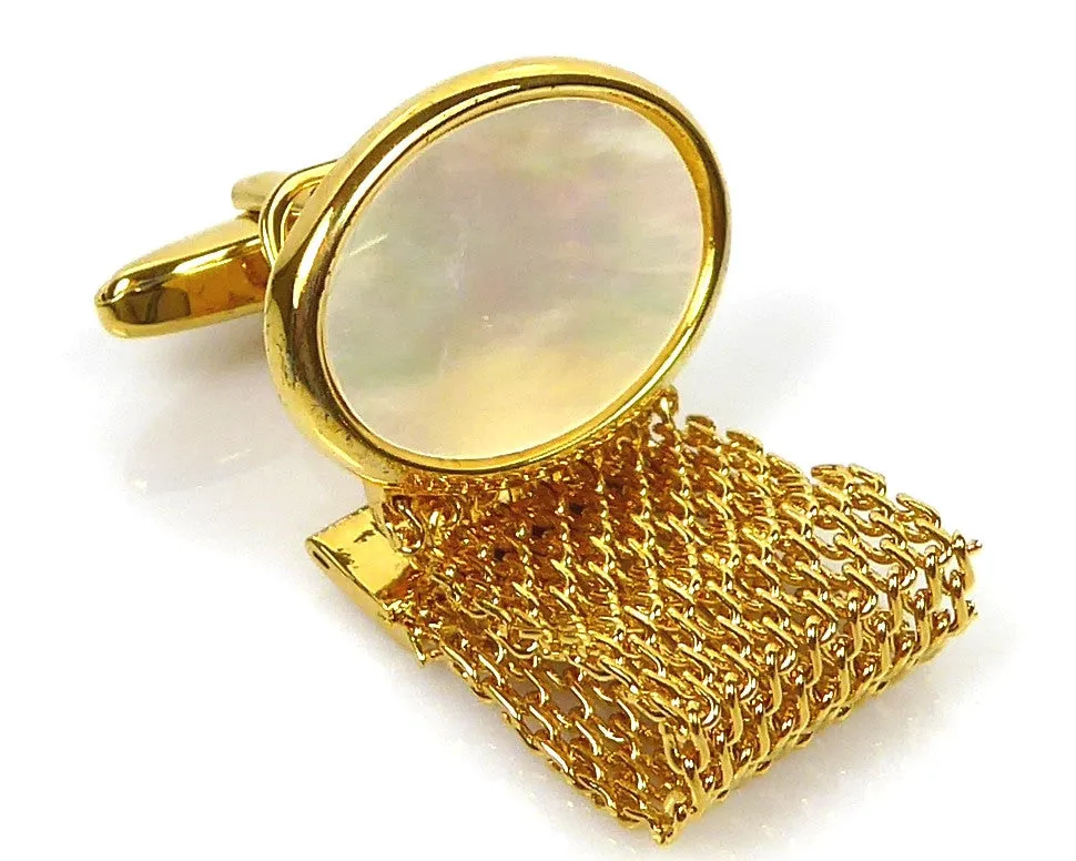 Gold & pearl classic 18K gold chain Cufflinks