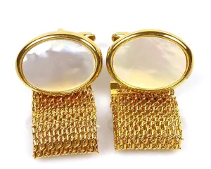 Gold & pearl classic 18K gold chain Cufflinks