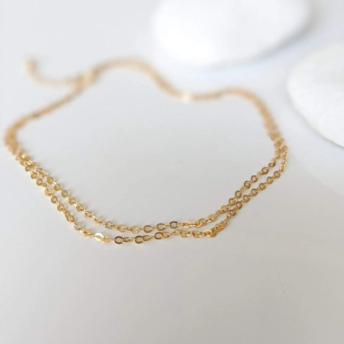 Gold Anklet for Women, Double Gold Chain Ankle Bracelet, Summer Minimalist Simple Style Foot Jewelry
