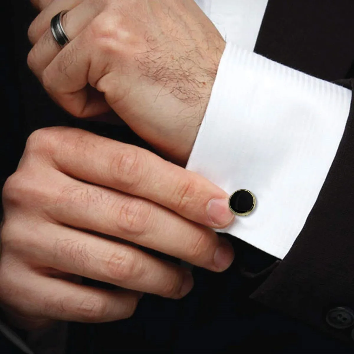 Gold Black Kurta Button Tuxedo Cufflinks In Box