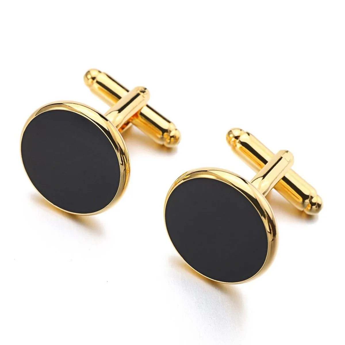 Gold Black Kurta Button Tuxedo Cufflinks In Box