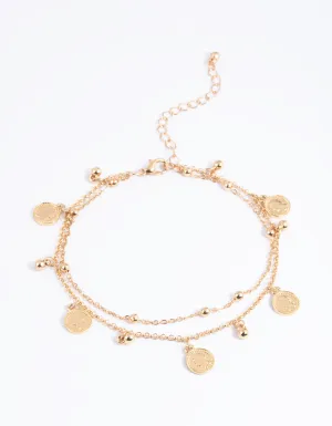 Gold Coin Anklet Set