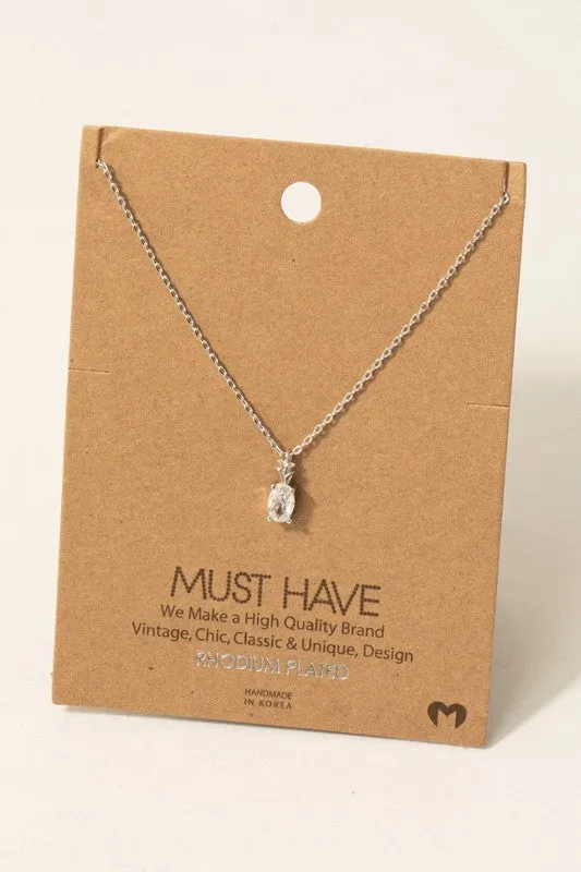 Gold Dipped Faceted Oval Pendant Necklace - Gold or Silver