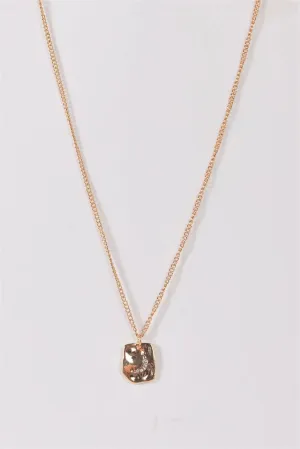 Gold Link Chain Rectangle Crystals Moon Pendant Necklace