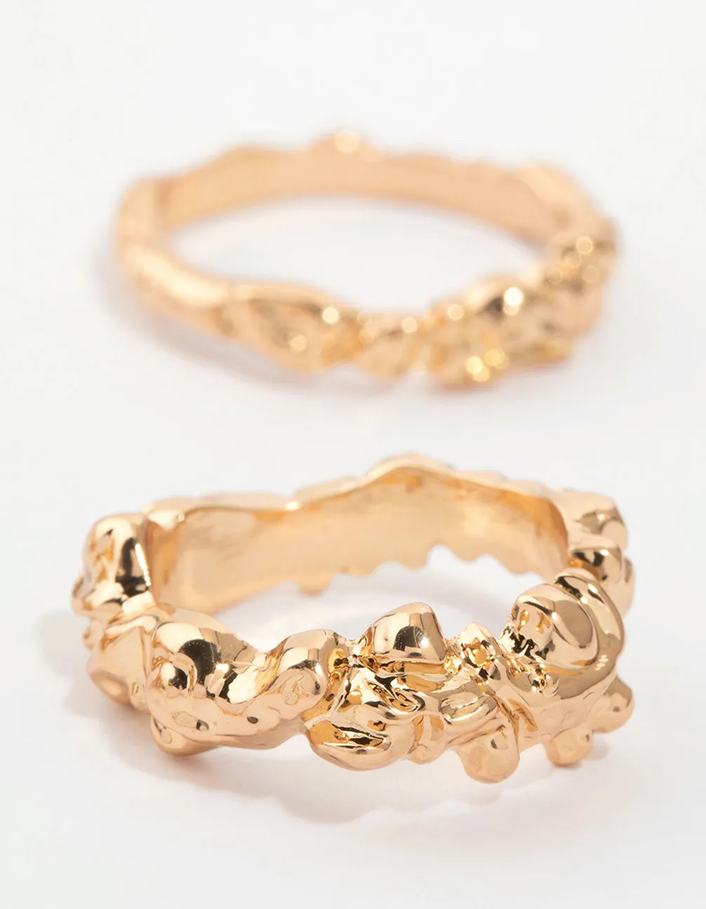 Gold Molten Thin Pearl Stacking Rings 4-Pack
