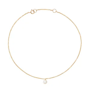 Gold Single Pearl Drop Anklet