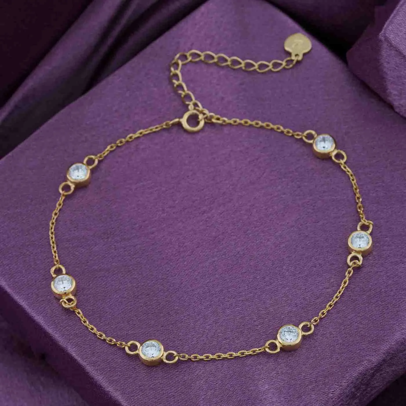 Golden Mellow Bezel Set Anklet