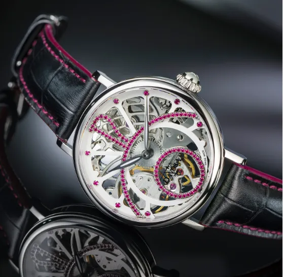 Grande Diva Mechanical Swiss-Made Skeleton Black Ladies Watch 16550060