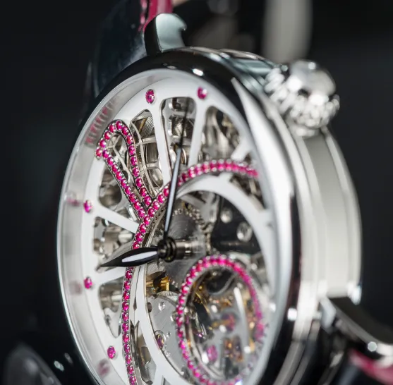 Grande Diva Mechanical Swiss-Made Skeleton Black Ladies Watch 16550060