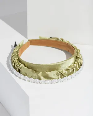 Green And Pearl Fabric Headband Pack