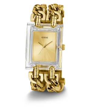GUESS Ladies Gold Tone Clear Analog Watch