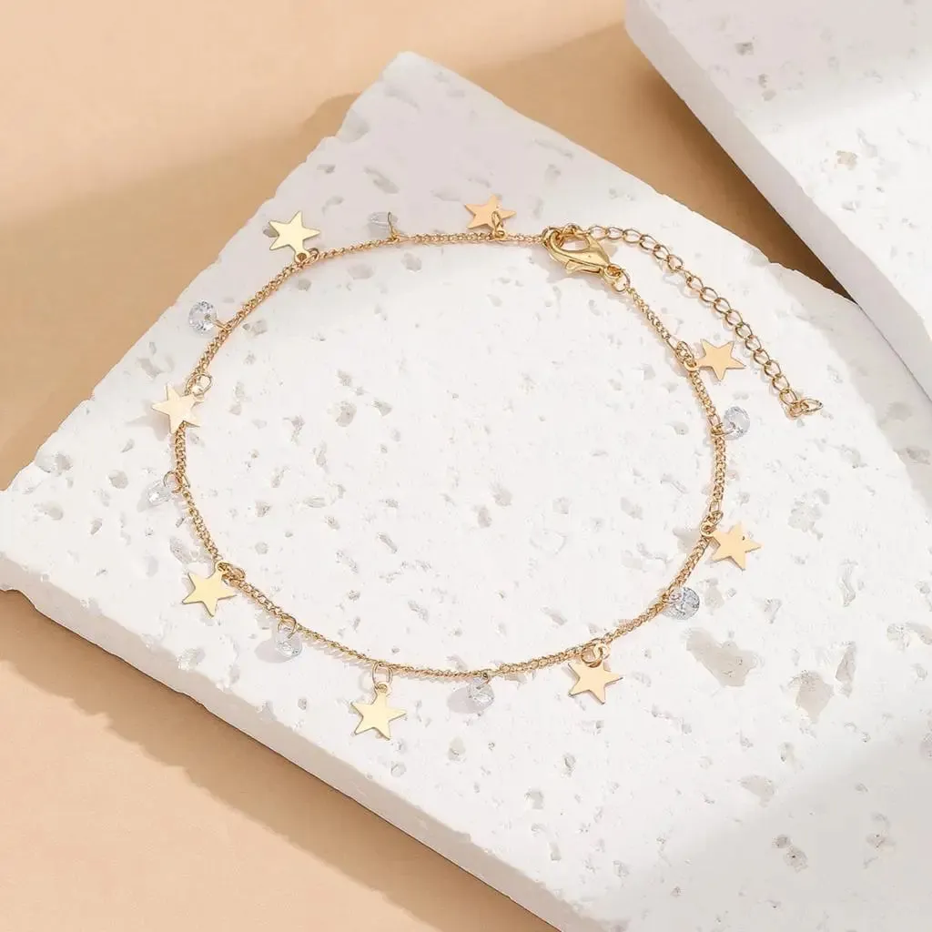 Handmade Crystal Stone Anklets Bracelets Women Barefoot Sandal Anklet