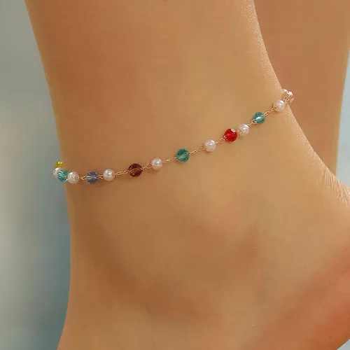 Handmade Crystal Stone Anklets Bracelets Women Barefoot Sandal Anklet