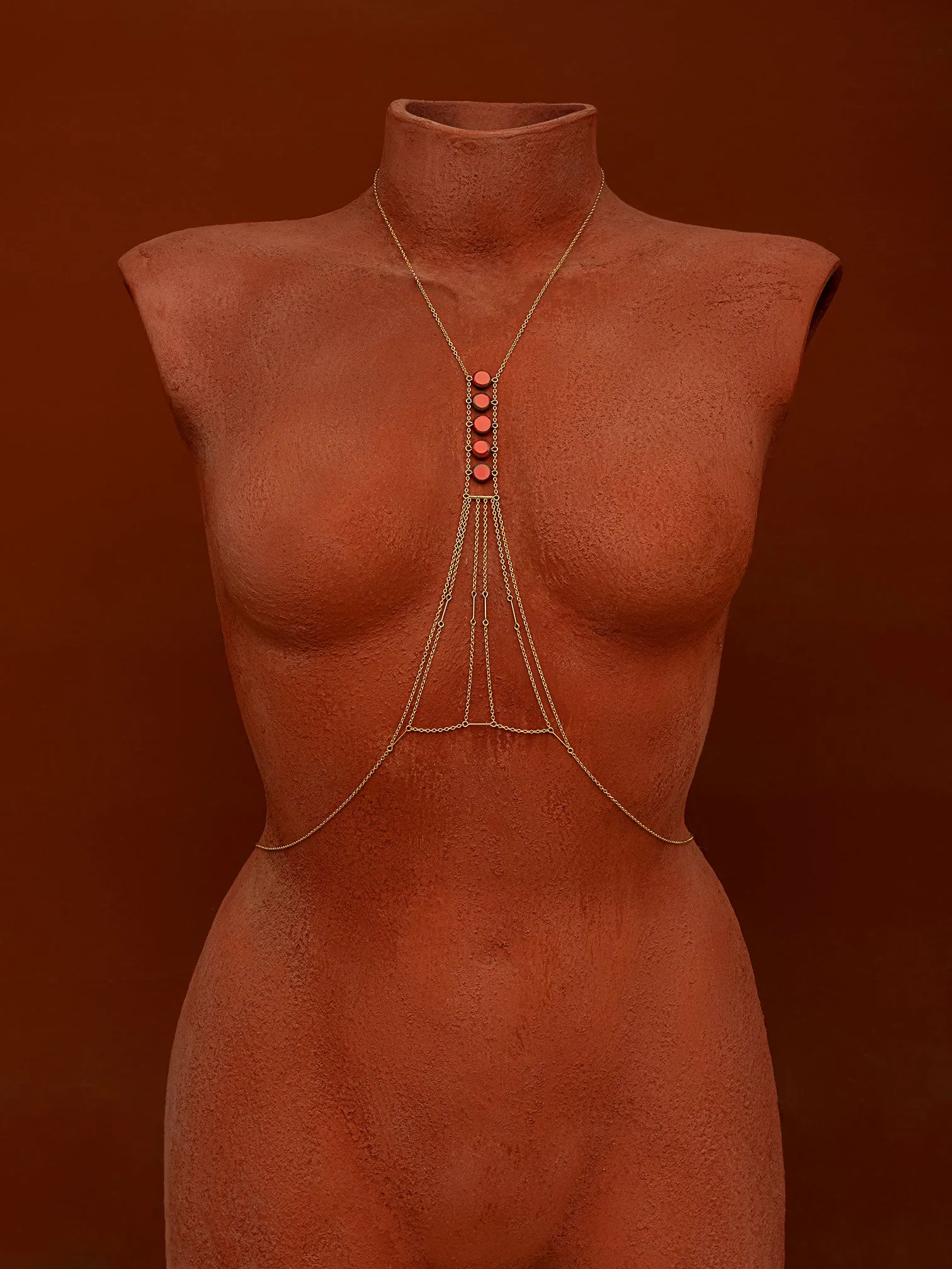 Heart Chakra Circle Stone Body Chain