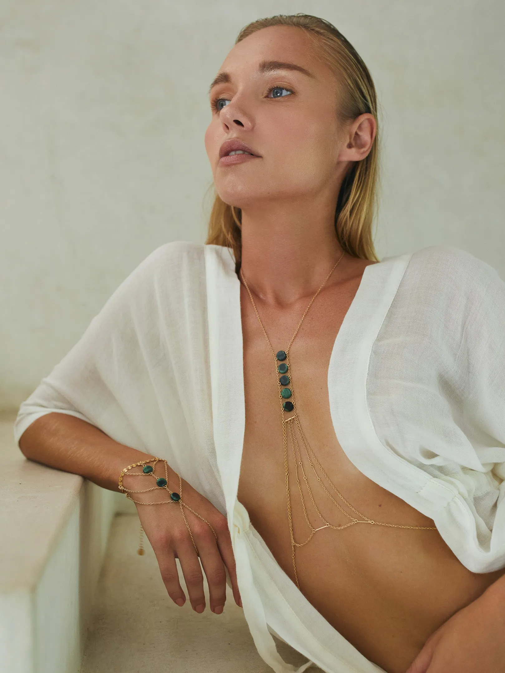 Heart Chakra Circle Stone Body Chain