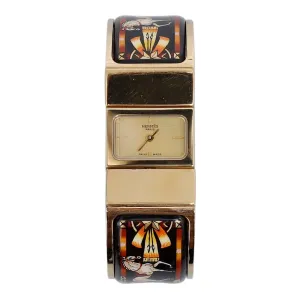 Hermès Vintage Equestrian Design Enamel Bracelet Watch 05755A