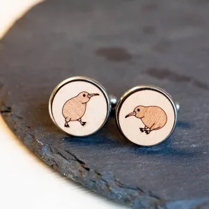 Kiwi Bird Cherry Wood Cufflinks - CB32007