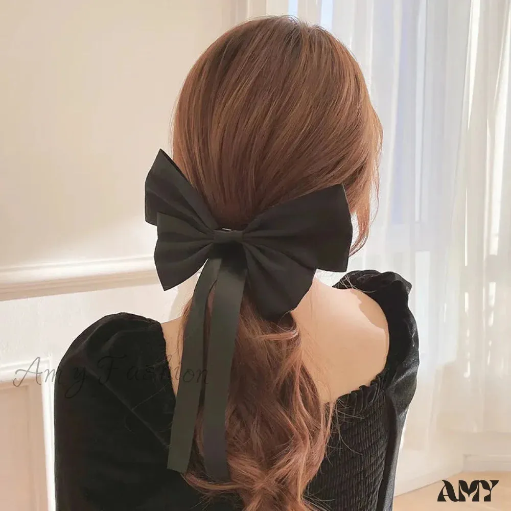 Korean Fashion Black Ribbon Bow Tie Christmas Hair Accessory