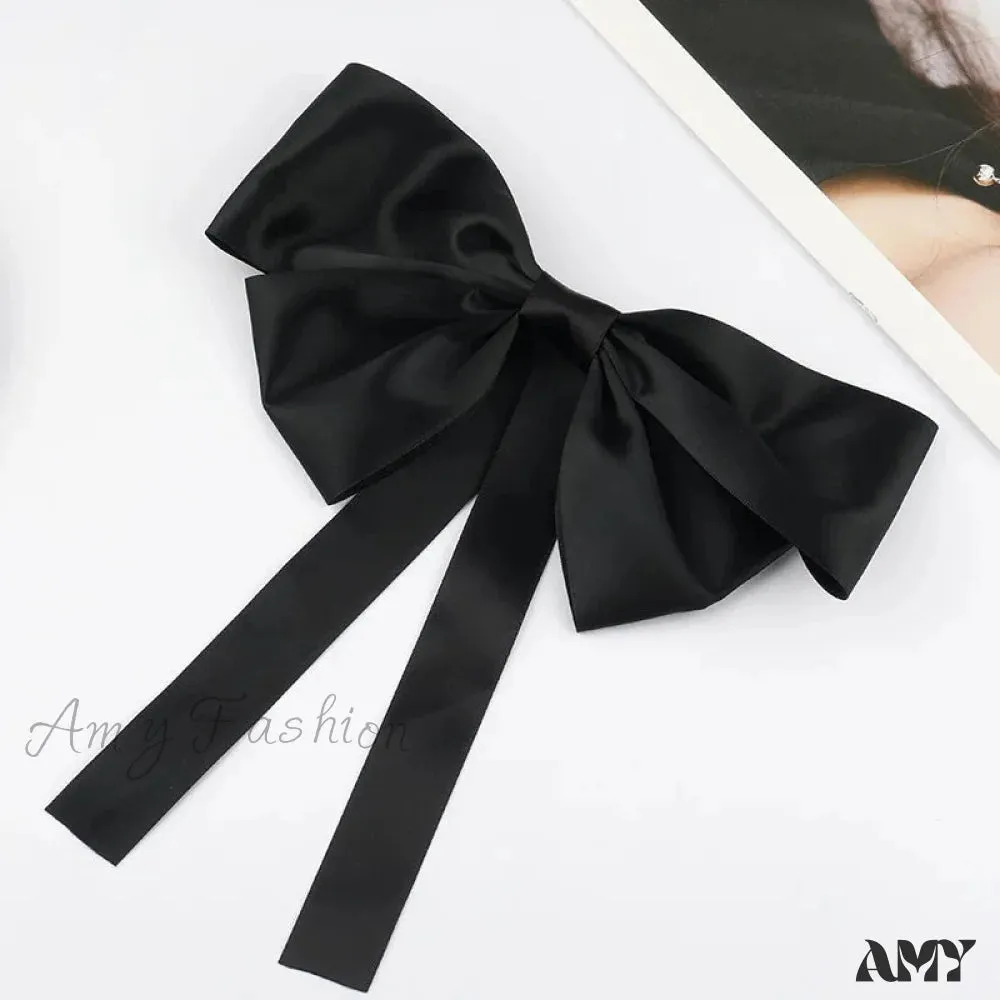 Korean Fashion Black Ribbon Bow Tie Christmas Hair Accessory