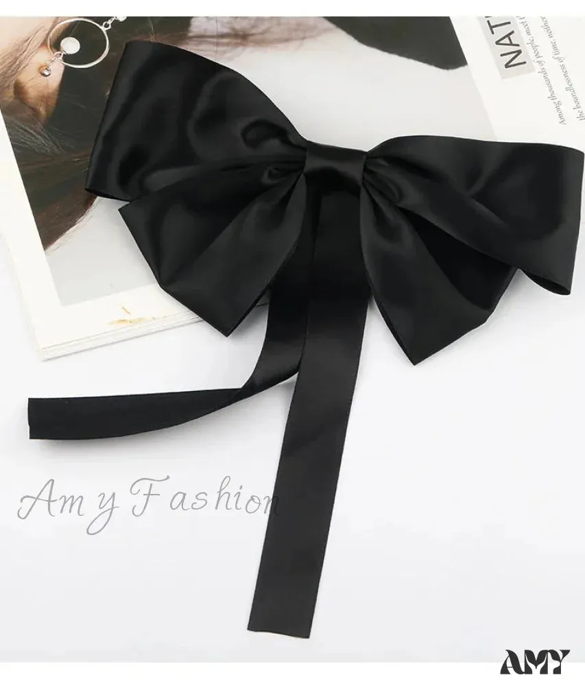 Korean Fashion Black Ribbon Bow Tie Christmas Hair Accessory